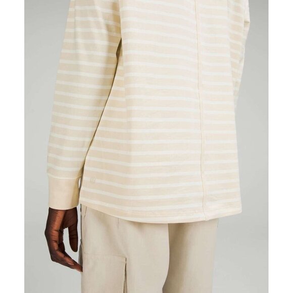 Lululemon Women’s Small Yachtie Stripe Pale Linen Lemon Sorbet Long Sleeve Shirt - Picture 5 of 9